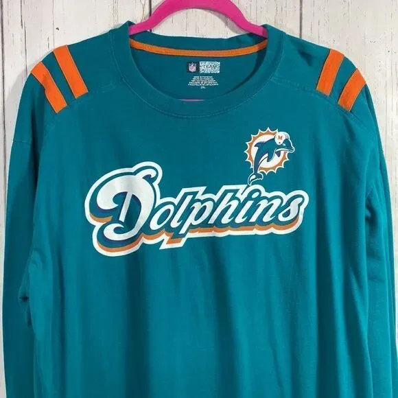 Miami Dolphins NFL Team Apparel Long Sleeve Shirt 2XL Teal Orange Football Fan - Picture 2 of 13